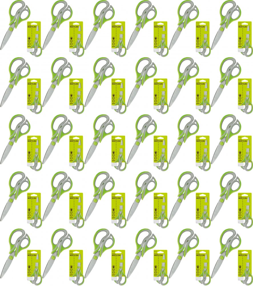 48x Nożyczki biurowe Grand Soft GR-5575, 14.5cm, szaro- zielony