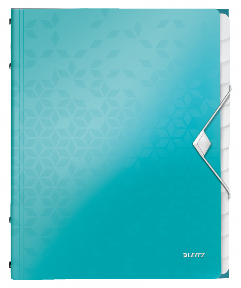 Teczka z przegródkami Leitz Wow, segregująca, z gumką, A4, 12 przekładek, turkusowy