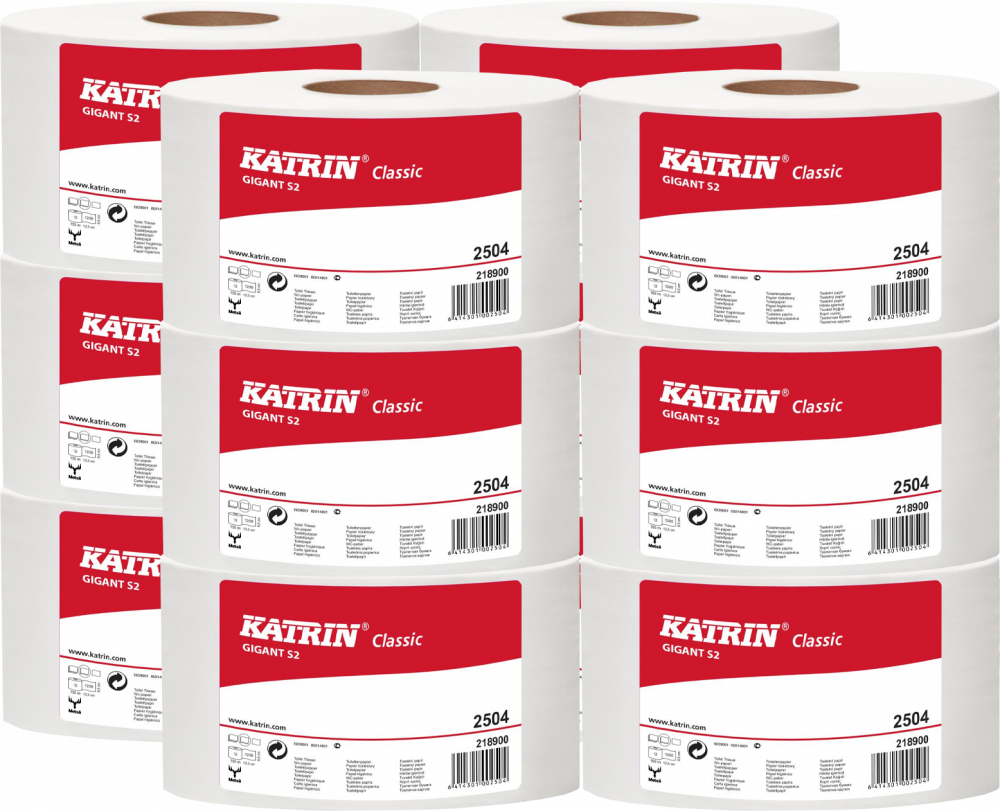12x Papier toaletowy Katrin S2 Classic Gigant, 2-warstwowy, 9.5cmx150m, biały