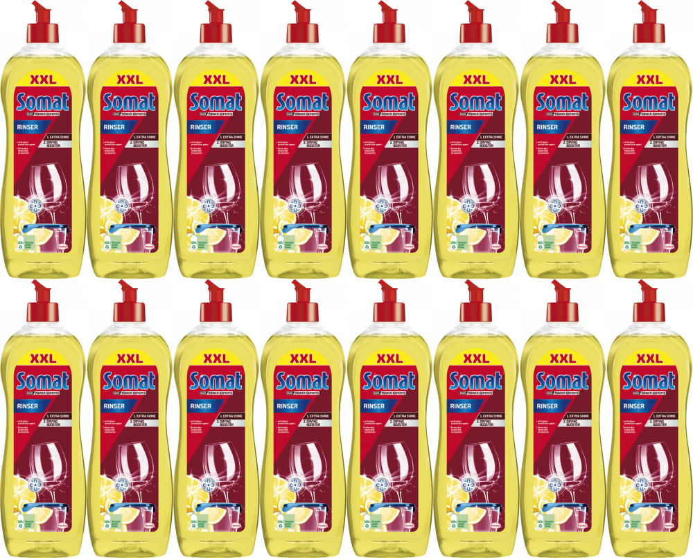 16x Płyn nabłyszczający do zmywarek Somat 3xShine Action, cytrynowy, 750ml