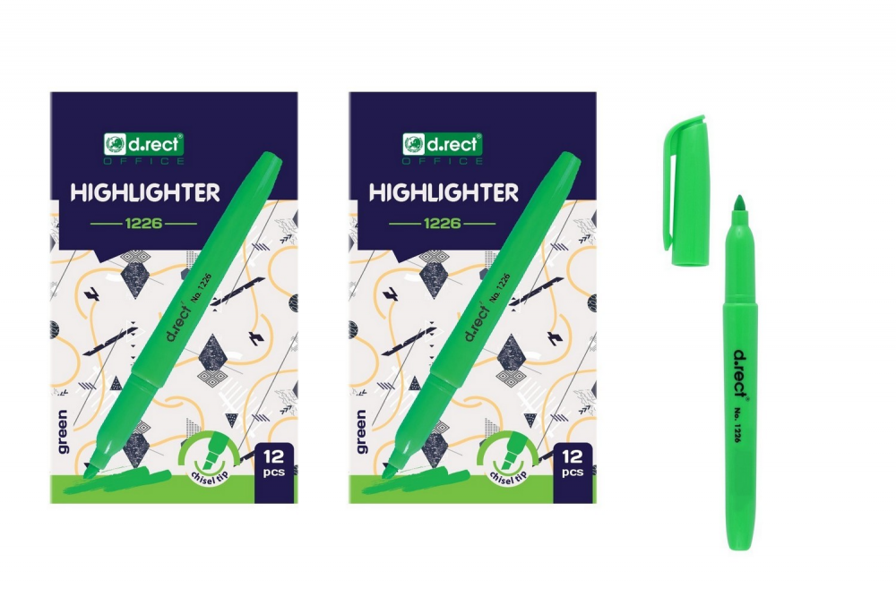 24x Zakreślacz D.Rect, 1226, ścięta, 5mm, zielony