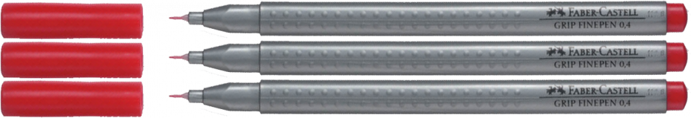 3x Cienkopis Faber-Castell, Grip, 0.4mm, czerwony