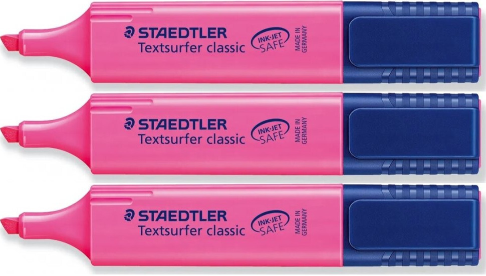 3x Zakreślacz Staedler, ścięta, 5mm, różowy