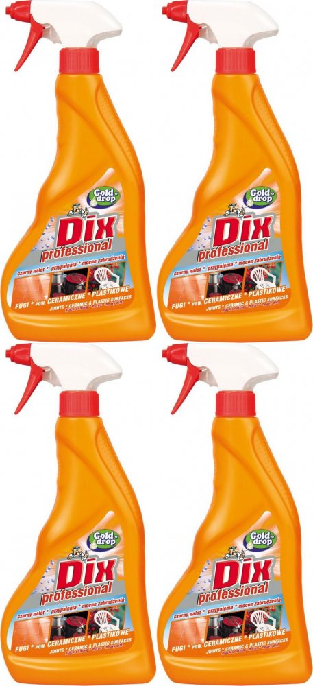4x Płyn do czyszczenia fug, powierzchni ceramicznych i plastikowych Dix Professional Gold Drop, z rozpylaczem, 0.5l