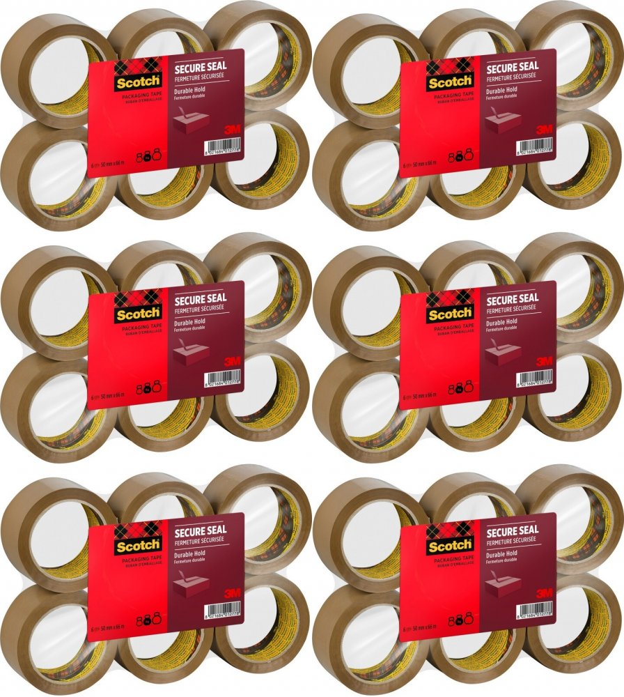 6x Taśma pakowa Scotch Secure Seal, 50mmx66m, 6 sztuk, brązowy