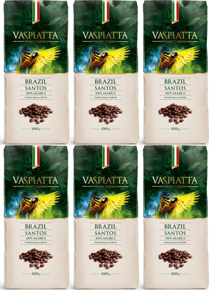 6x Kawa ziarnista Vaspiatta Brazil Santos, 1kg