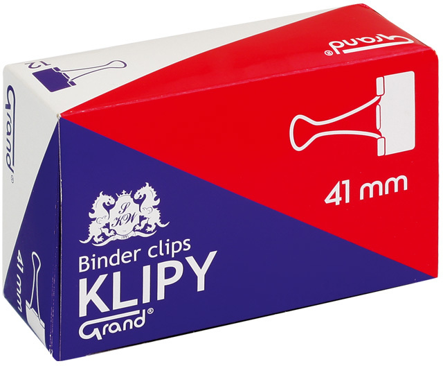 Klip biurowy Grand, 41 mm, 12 sztuk, czarny