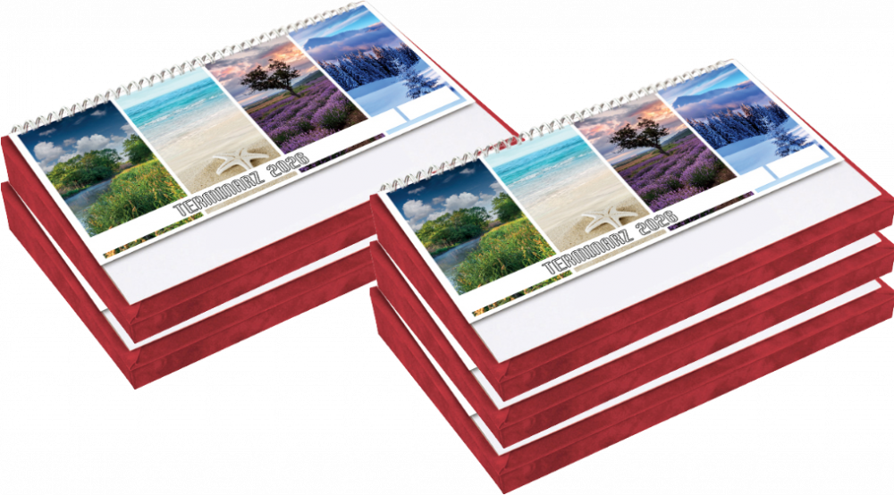 5x Kalendarz 2026 na biurko z piórnikiem Udziałowiec, 195x300mm, tygodniowy, czerwony