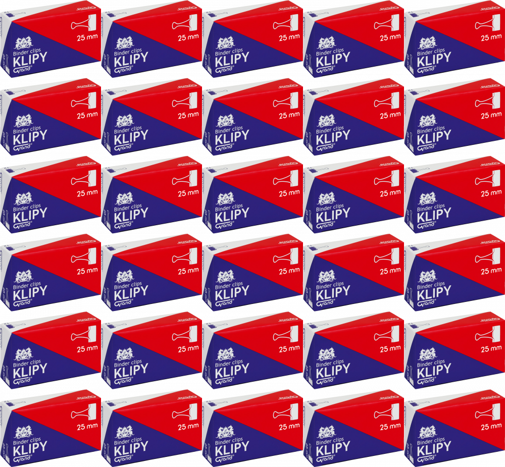 60x Klip biurowy Grand, 25 mm, 12 sztuk, czarny