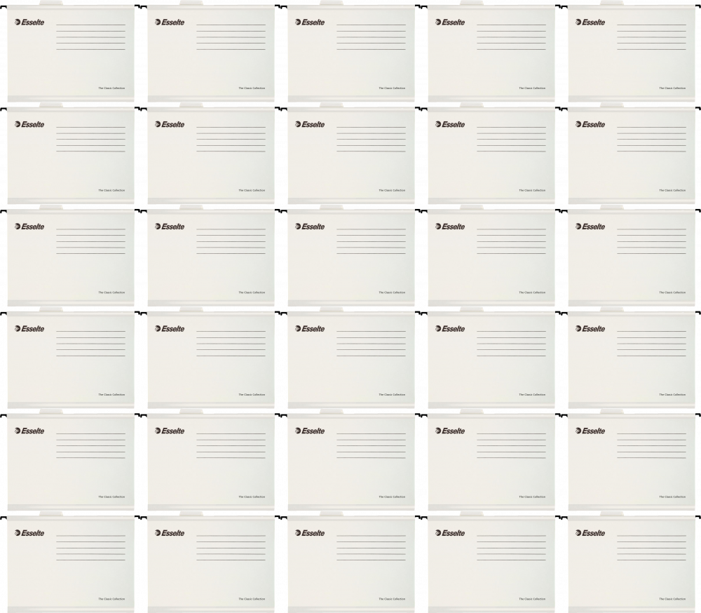 100x Teczka zawieszkowa kartonowa Esselte Classic, wzmacniana, A4, 345x240mm, 210g/m2 biały