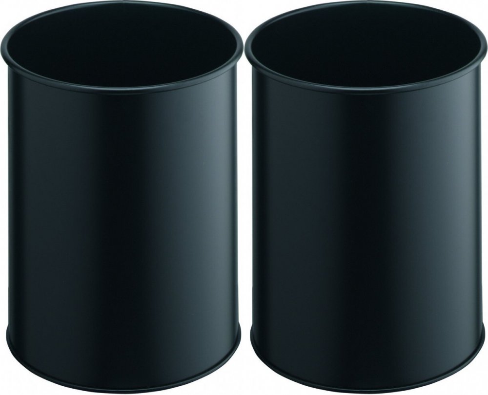 2x Kosz na śmieci Durable, metalowy, 15l, czarny