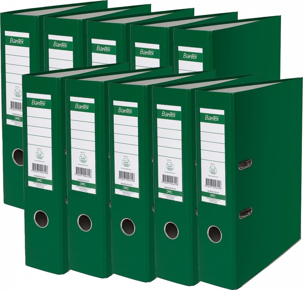 10x Segregator A4 Bantex XXL, 80mm, do 600 kartek zielony
