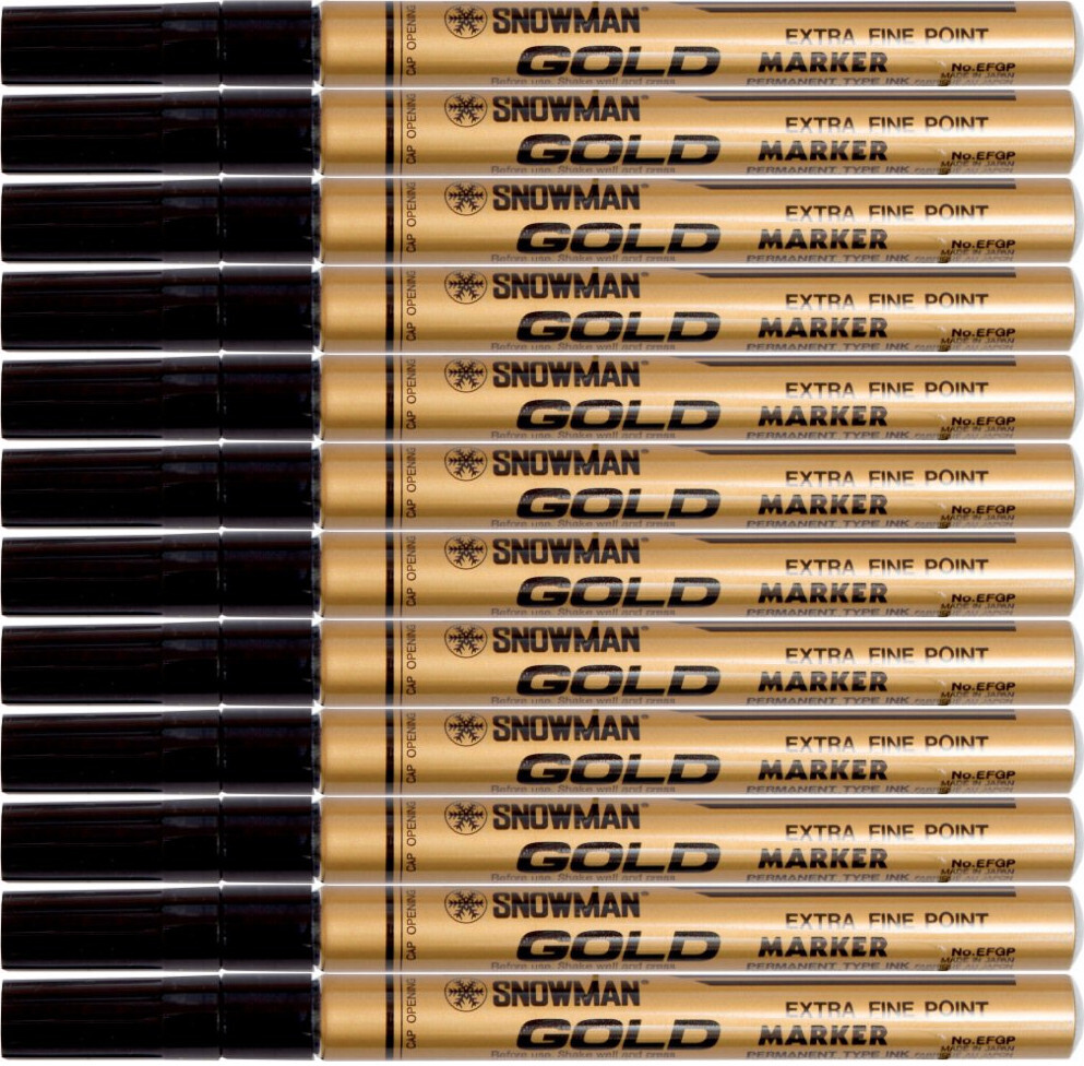12x Marker olejowy Snowman, cienki, okrągła, złoty