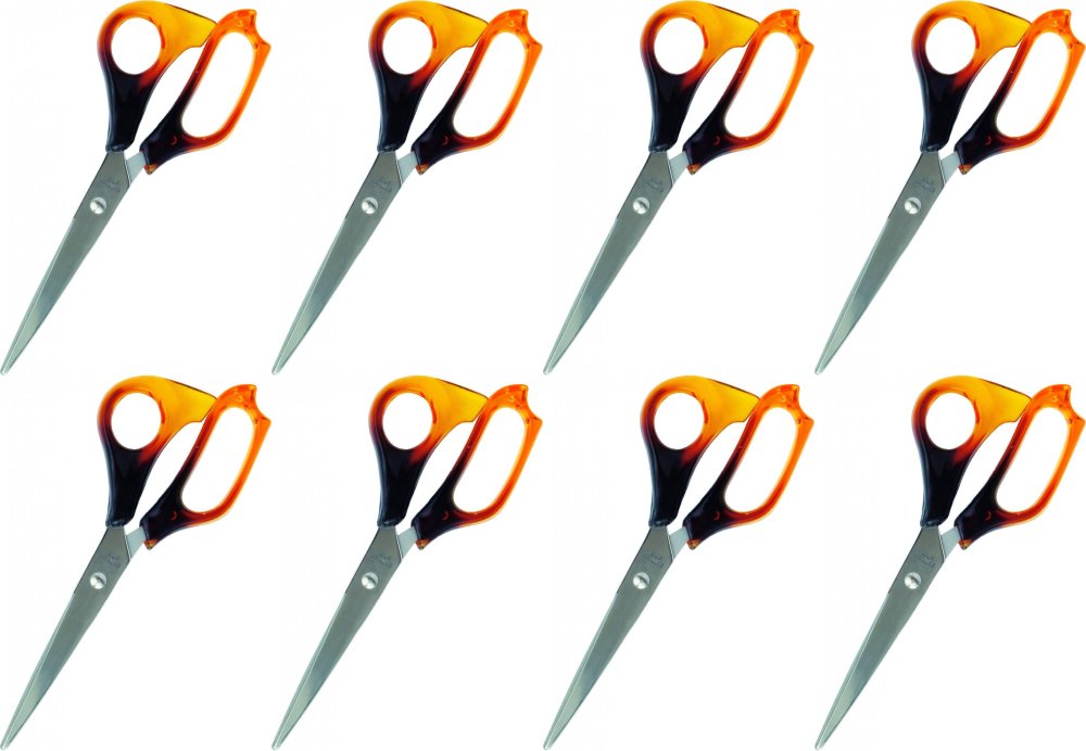 8x Nożyczki biurowe Grand, 17.5cm, bursztynowy