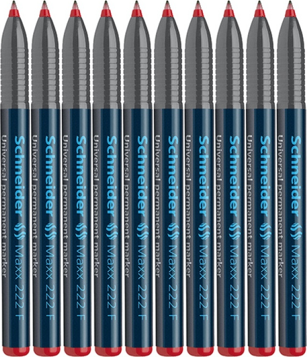 10x Foliopis permanentny Schneider Maxx 222, F, 0.7 mm, czerwony