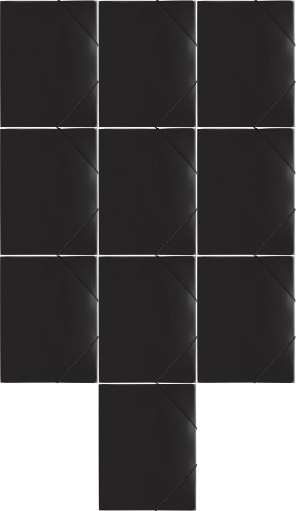 10x Teczka plastikowa z gumką Pagna, A4, 3 skrzydłowa, czarny