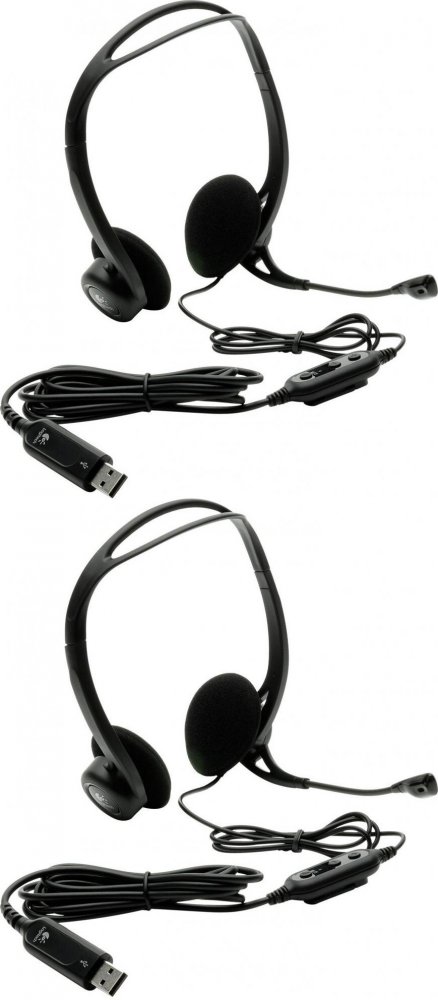 2x Słuchawki przewodowe z mikrofonem Logitech PC 960, czarny