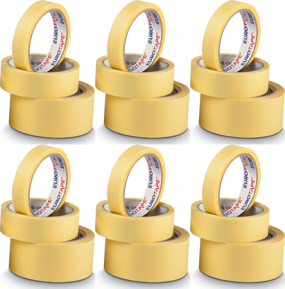 12x Taśma maskująca Dalpo, Euro-Tape, 48mm x 33m, żółty