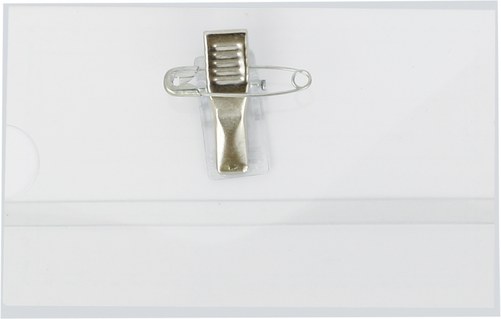 Identyfikator Grand GR-50, z klipsem i agrafką, 90x55mm, przezroczysty