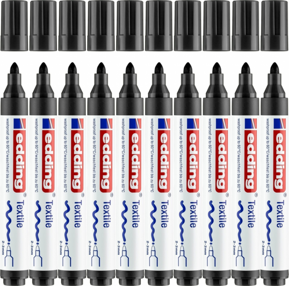 10x Marker do tkanin edding 4500, okrągła, 3mm, czarny