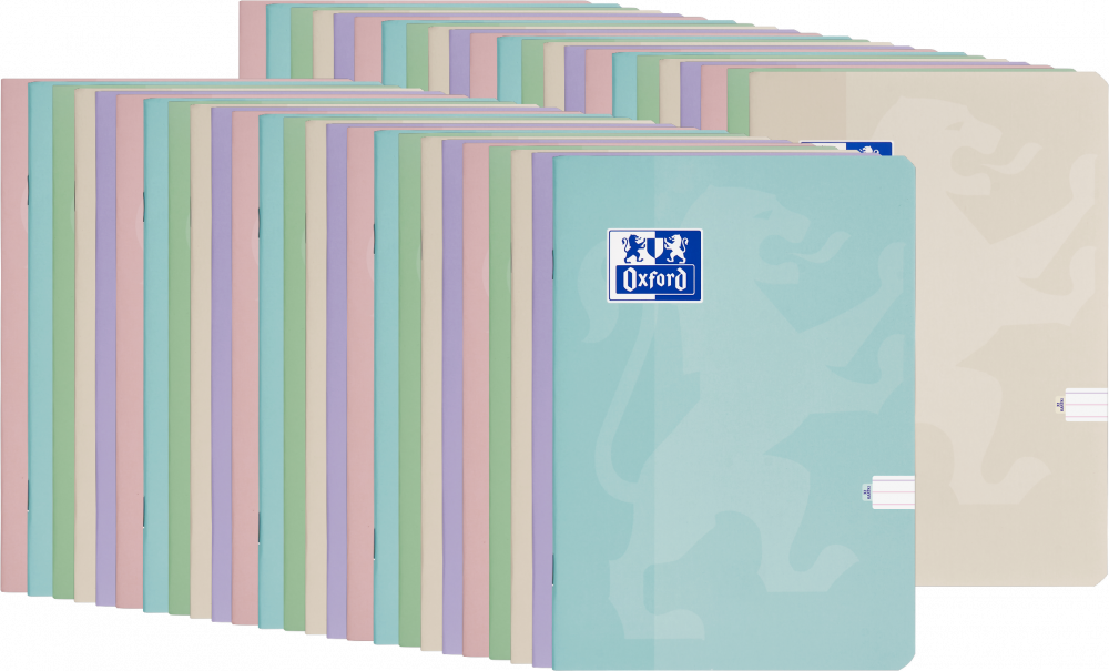 50x Zeszyt w wąskie kolorowe linie Oxford Touch Pastel, A5, miękka oprawa, 32 kartki, mix kolorów pastelowych