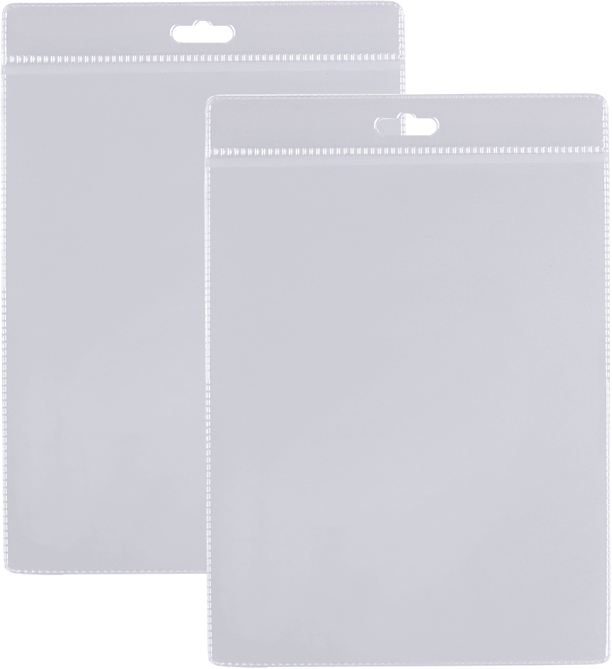 2x Etui na identyfikator Biurfol, pionowe, A6, 121x155mm, 20 sztuk, przezroczysty