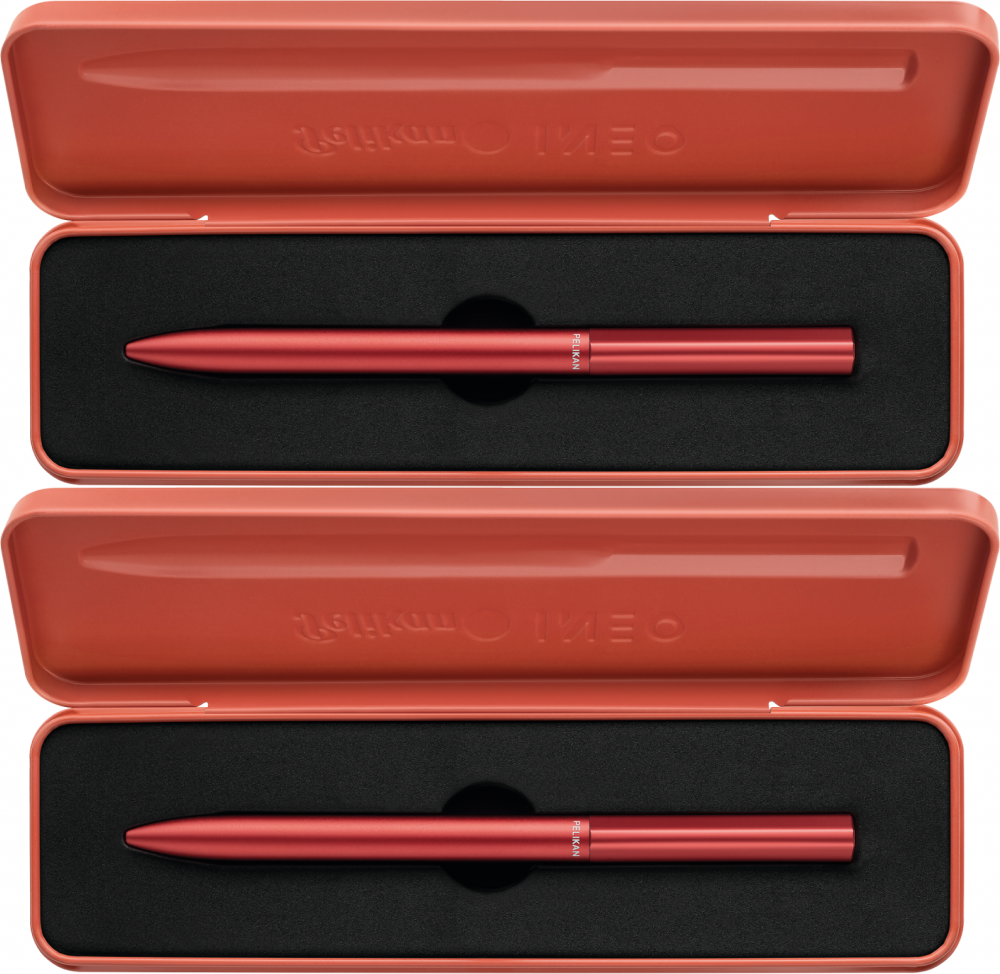 2x Długopis Pelikan Ineo Fiery Red, niebieski