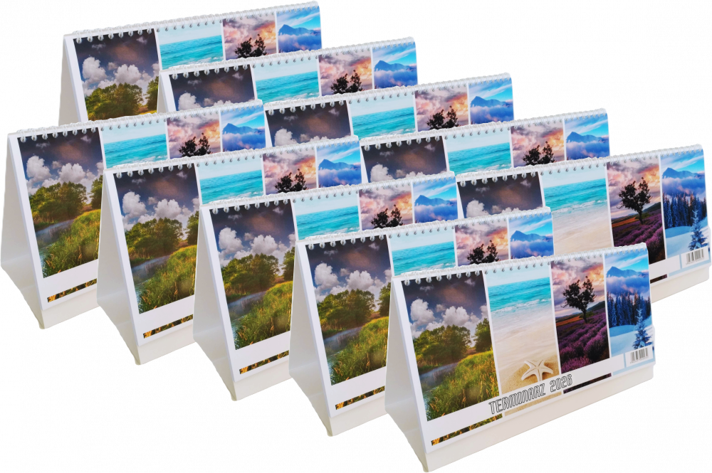 10x Kalendarz na biurko 2026, Udziałowiec, 135x290mm, tygodniowy, 30 kartek