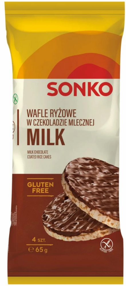 Wafle ryżowe Sonko, w czekoladzie mlecznej, 4 sztuki, 65g