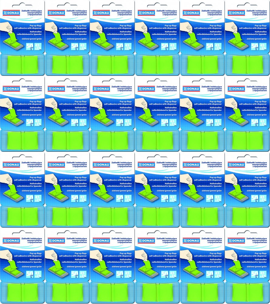 24x Zakładki samoprzylepne Donau, indeksujące, 25x45mm, 1x50 sztuk, zielony