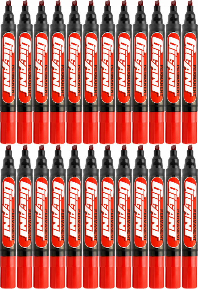 24x Marker permanentny Kamet, Gigant, ścięta, 5.5mm czerwony