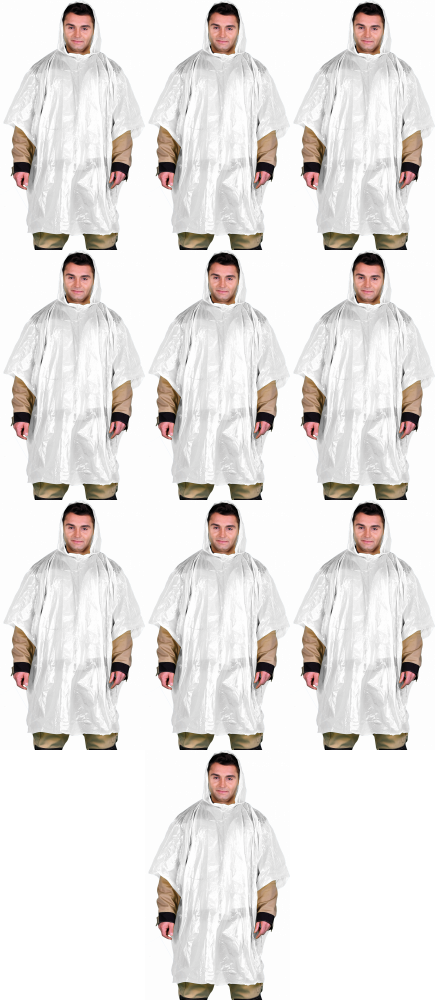 10x Płaszcz przeciwdeszczowy Reis PONCHO-F N, rozmiar uniwersalny, biały