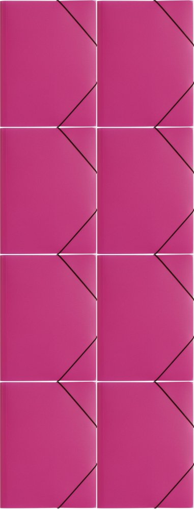 8x Teczka plastikowa z gumką Pagna, A4, 3 skrzydłowa, różowy