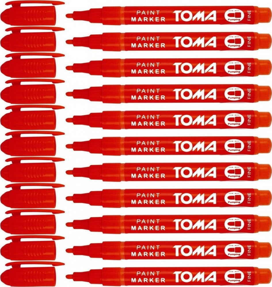 12x Marker olejowy Toma TO-441, okrągła, fine, 1.5mm, czerwony