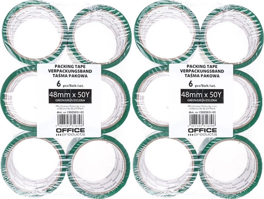12x Taśma pakowa Office Products, akryl, 48mmx50yd, zielony