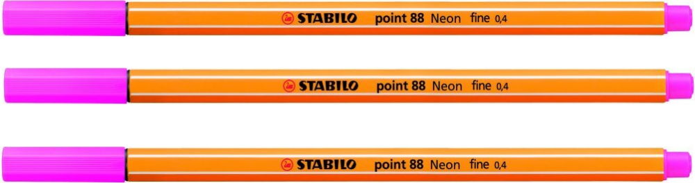 3x cienkopis Stabilo Point 88/056, 0.4mm, neonowy różowy