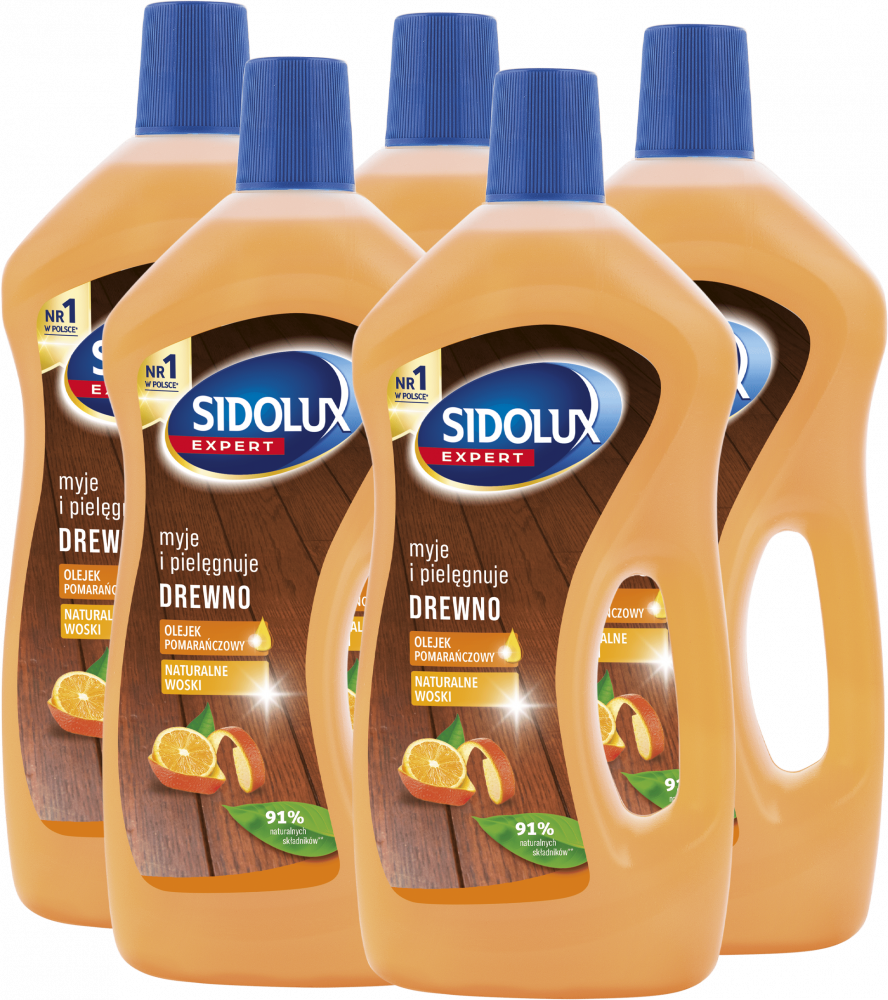5x Płyn Sidolux Ekspert, do mycia drewna, 750ml