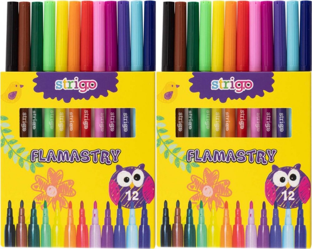 2x Flamastry Strigo, 12 sztuk, mix kolorów
