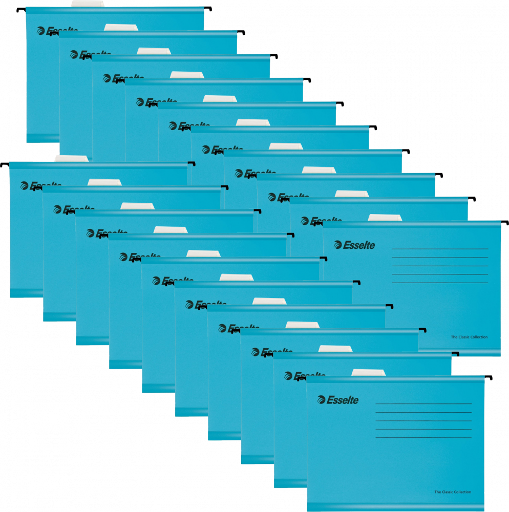 100x Teczka zawieszkowa kartonowa Esselte Classic, wzmacniana, A4, 345x240mm, 210g/m2 niebieski