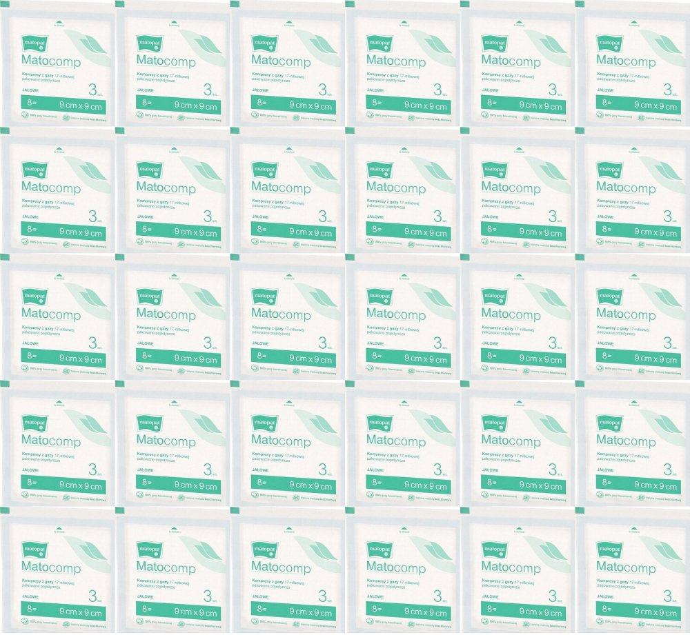 80x Kompresy gazowe jałowe Matopat Matocomp, 9x9cm, 3 sztuki