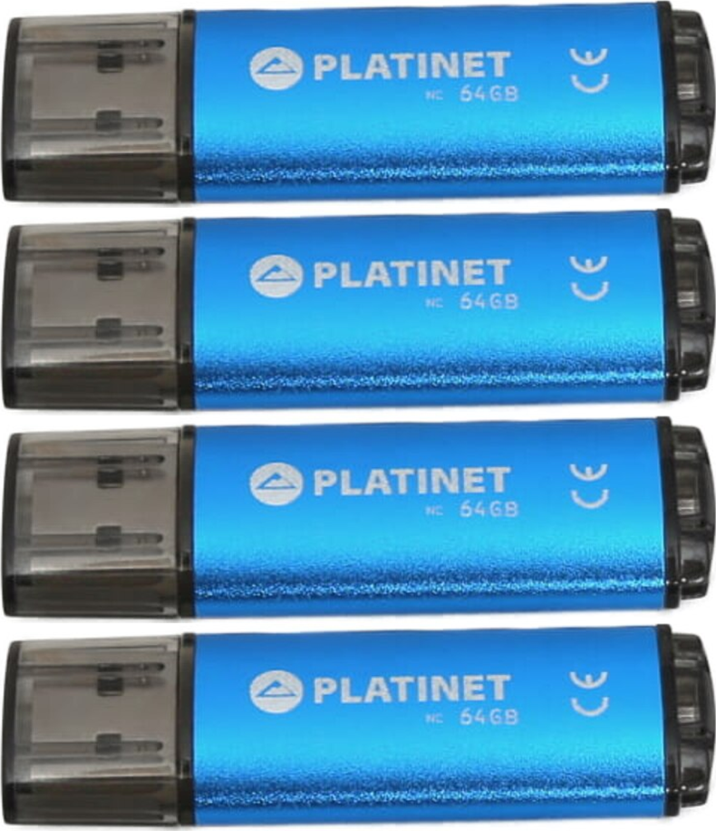 4x Pendrive aluminiowy Platinet X-Depo, 64GB, USB 2.0, niebieski