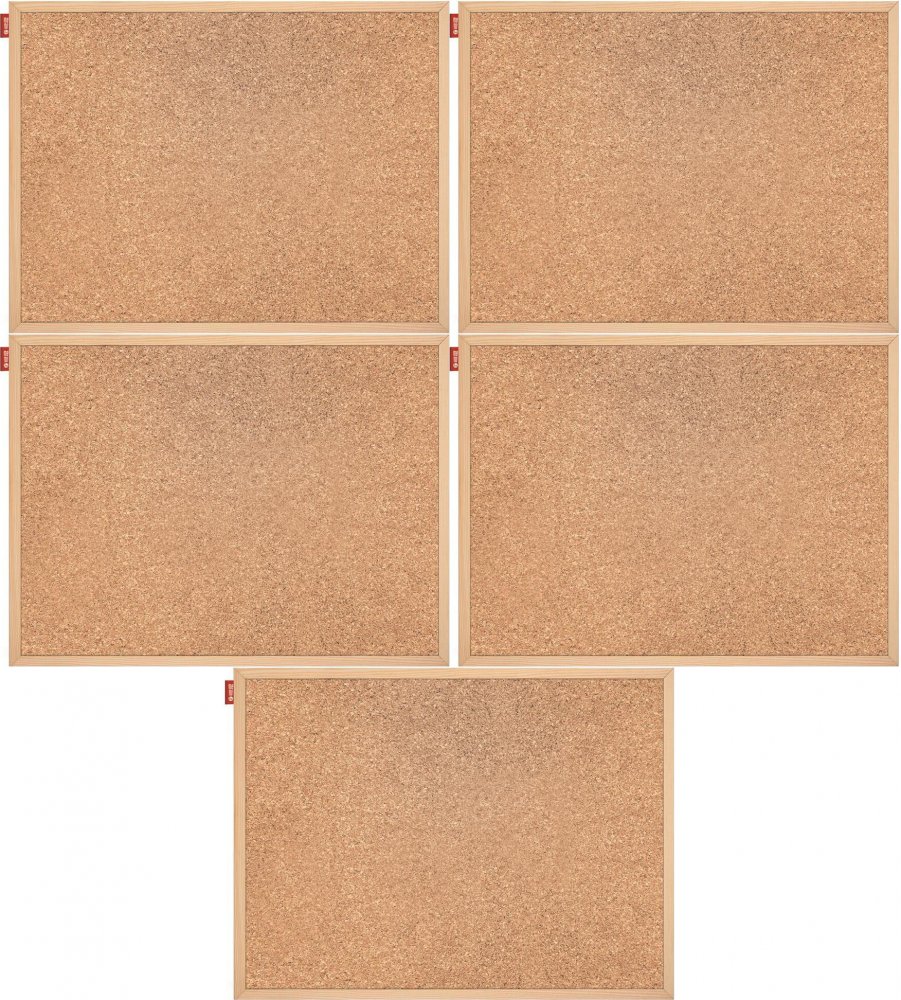 5x Tablica korkowa Memobe, w ramie drewnianej, 120x90cm, brązowy