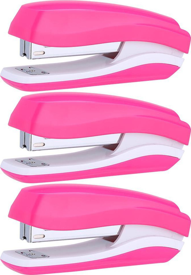 3x Zszywacz Deli Rio E0350, do 25 kartek, różowy