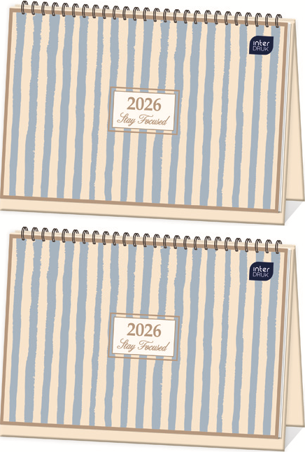2x Kalendarz na biurko 2026, Interdruk, poziomy, 30x21cm, tygodniowy, Paski