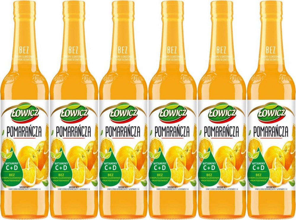 6x Syrop Łowicz, pomarańczowy, 400ml