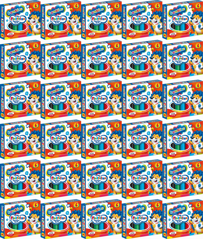 50x Plastelina Bambino Zwierzaki Uczniaki, 6 sztuk, mix kolorów