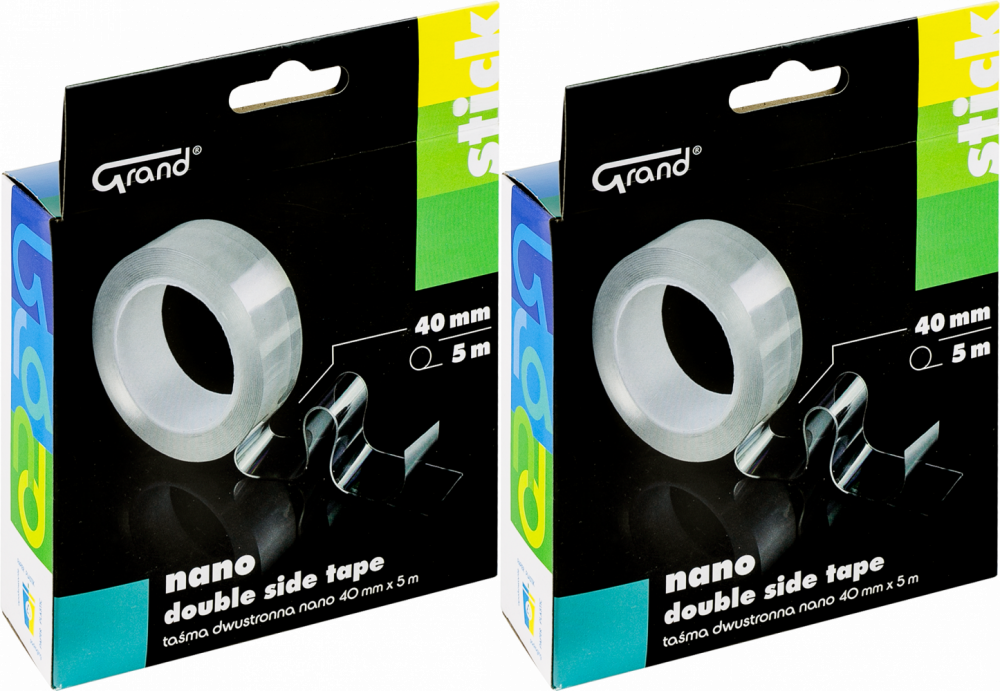 2x Taśma dwustronna Grand nano, 40mm x 5m, 1 sztuka, przezroczysty