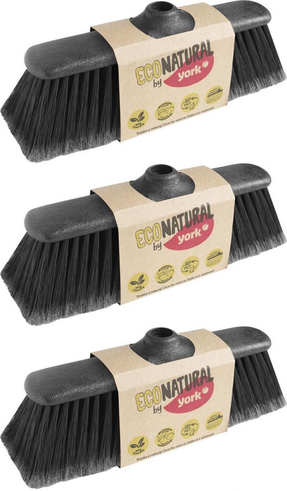 3x Miotła Eco Natural by York, 33cm, czarno-szary, końcówka