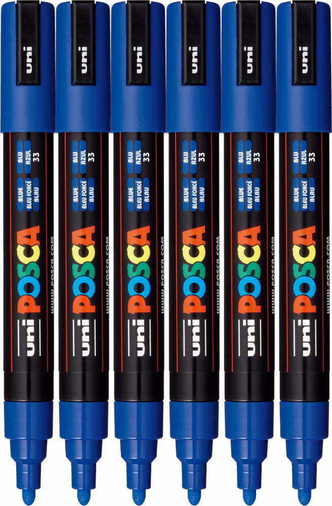 6x Marker Posca PC-5M, z farbą plakatową, okrągła, niebieski