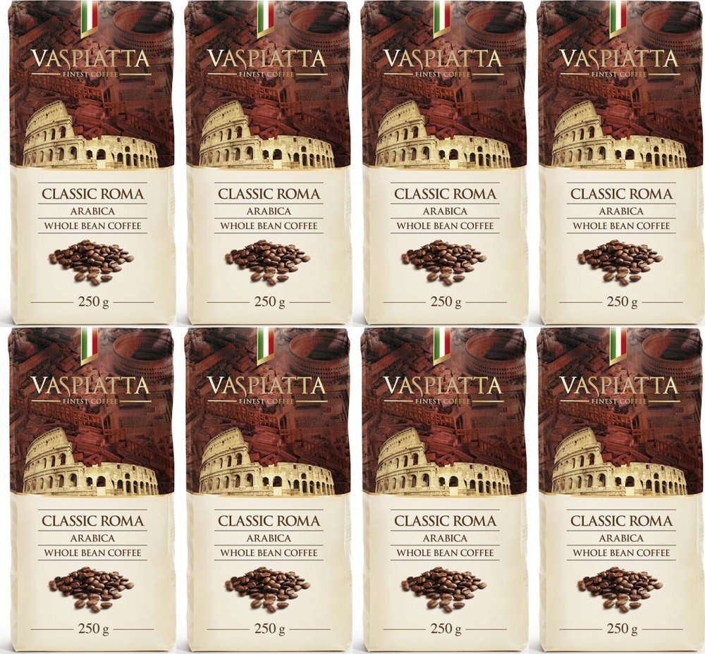 8x Kawa ziarnista Vaspiatta Classic Roma, 250g